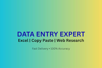do accurate data entry, excel data typing and copy paste