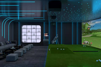 erect 3d spin golf design, celling lighting,indoor golf simulator,virtual sport