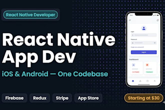 develop a professional react native app for ios and android