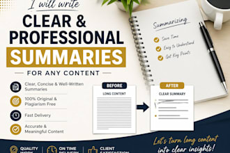 summarize books,reports,and documents professionally