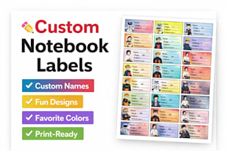 create cute customized notebook name label sticker
