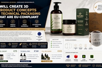 create 3d product concepts and technical packaging design that is eu compliant