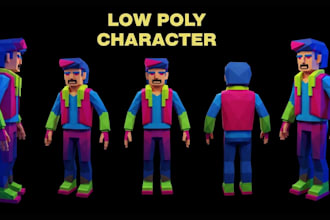 create retro 3d ps1 ps2 psx low poly characters, animation for games and vtuber
