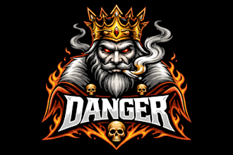 make danger smoking king mascot logo design with company