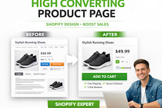 design high converting shopify product page, shopify landing page, shopify store