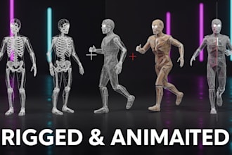 model, rig, animate 3d low poly retro character model ps1 ps2 psx n64 y2k style