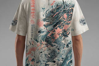 illustrate a japanese t shirt illustration