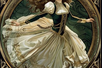 draw a vintage portrait in art nouveau bohemian style christmas sale