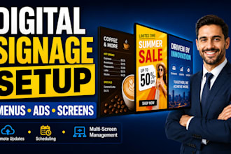 setup digital signage for menus ads screens and remote content updates