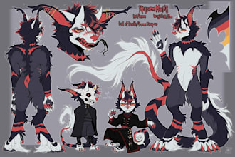 draw furry art nsfw furry reference sheet ref sheet for fursona character or sfw