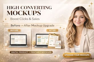 design digital product mockups for printables