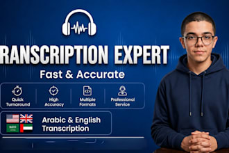 professionally transcribe arabic and english audio or video
