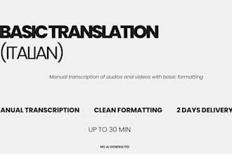 transcribe italian audio or video manually and accurately