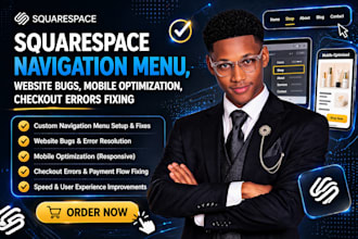squarespace navigation menu, website bugs, mobile optimization, checkout errors