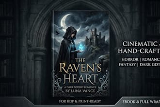 create a cinematic fantasy, horror, and gothic romance book cover for KDP