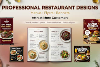 design a modern restaurant menu food flyer and social media banner