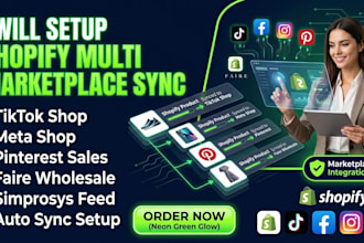 setup shopify marketplace tiktok metashop simprosys pinterest faire website