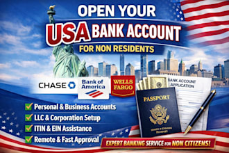 open a US llc bank account with chase bank wells fargo bank of america