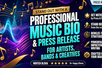 write your professional artist bio and press release for music or press outreach