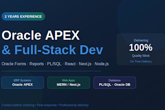 develop oracle apex applications and database