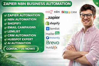 set up zapier shopify lemlist mailerlite instantly ai brevo wix hubspot zoho crm