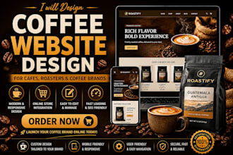 build shopify coffee dropshipping website, roastify branding custom label design