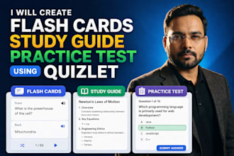 create quizlet flash card, study guide, practice test