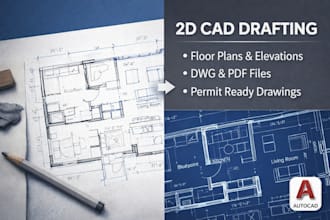 provide 2d architectural drawings, floor plans, and cad drafting
