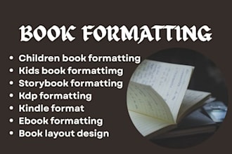 design format children book for amazon kdp, children book formatting for kindle