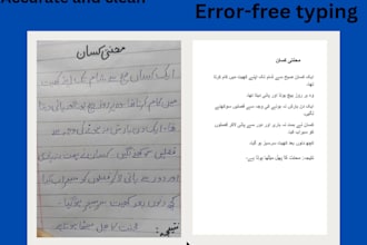 convert handwritten urdu and english to  word typing in 24h