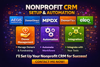 setup nonprofit CRM aegis premier CRM donordirect studio mpdx donorflex eleo CRM