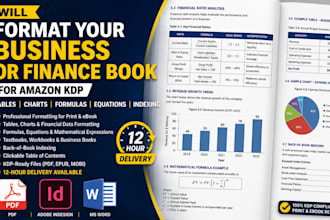 format your business or finance book for amazon KDP table, chart, book indexing