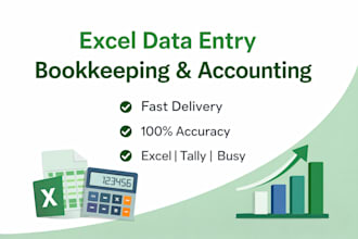 do excel data entry, bookkeeping, gst and accounting in tally or busy