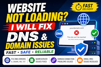 fix dns errors, nameserver issues, domain not connecting problems cname mx txt