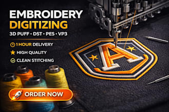 do logo embroidery digitizing 3d puff to dst pes fast