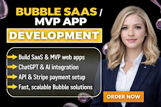 build your bubble io saas web app, mvp, ai app as bubble developer