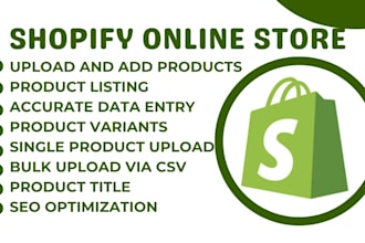 upload product, add, import product shopify data entry to shopify online store