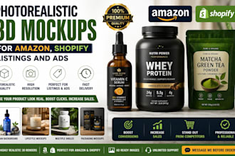 photorealistic 3d product mockups for amazon, shopify listings and ads