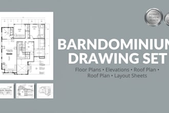 create a complete barndominium architectural drawing set