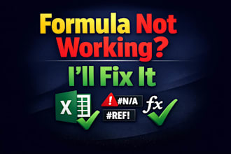 fix excel formulas, errors, vlookup, xlookup and sumifs fast
