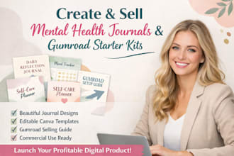 design mental health journal digital product gumroad starter guide templates
