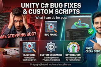 fix your unity  game bugs or write custom scripts