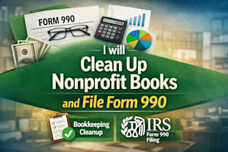 do nonprofit bookkeeping cleanup and file form 990 tax return