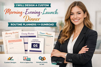 design custom morning evening launch dinner countdown routine planner gumroad