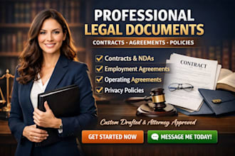be your lawyer for legal agreements, contract, terms and conditions, mou or nda