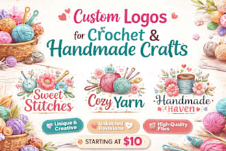 custom crochet knitting and handmade craft logo design