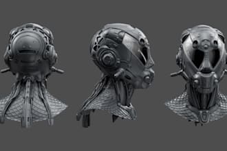 sculpt detailed 3d head bust, 3d face model, 3d helmet, 3d head sculpt, stl