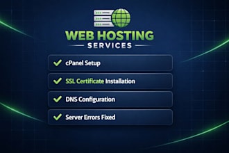 fix your hosting issues, setup cpanel, configure dns and install SSL cert