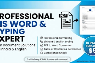 professionally type and format english and sinhala ms word documents