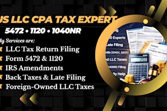 handle your us llc tax return, back tax and tax amendment as us cpa